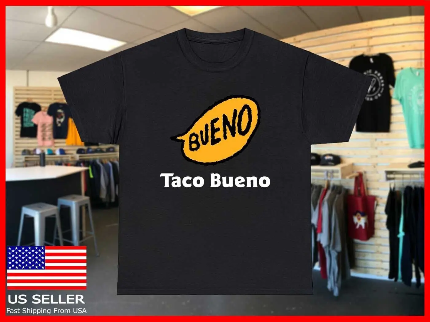 Taco Bueno Logo Tacos, Burritos, Platters Funny T shirt S-5XL