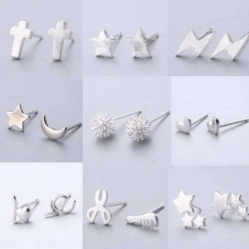 100 % 925 Solid Real Sterling Silber Piercing Herz Krone Liebe Biene Ohrstecker Für Frauen Mädchen Brincos pendientes Brincos