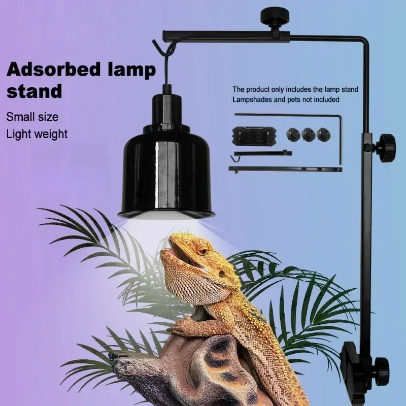 Reptile Accessories for Lizard Portable Detachable Adjustable Reptile Pet Basking Back Adsorption Hanging Lampshade Lamp Holder