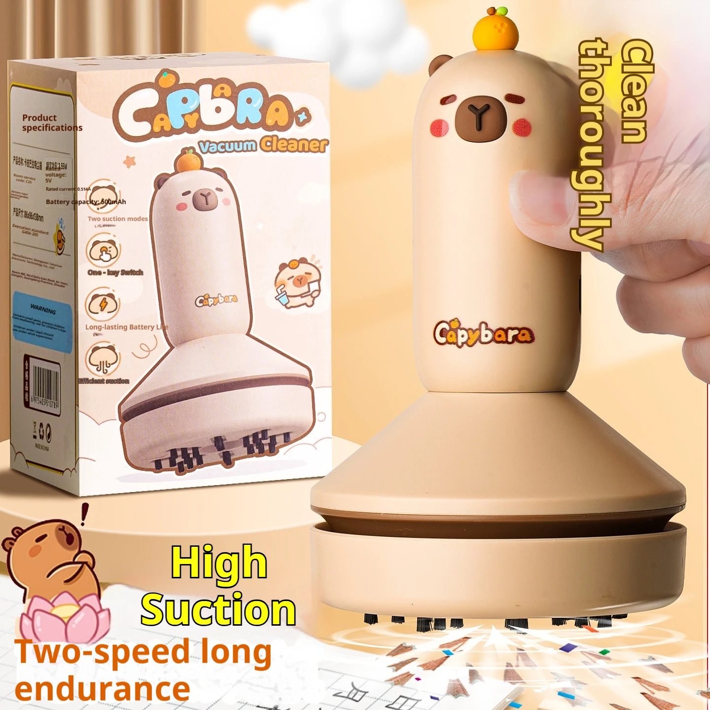 Capybara Desktop Vacuum Cleaner High Suction Mini Handheld Electric Eraser Shavings Remover For Office Desk Cleaning
