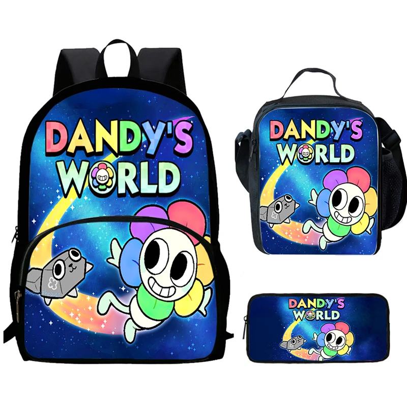 Cartoon Dandy Child Bookbags with Front Pocket,Lunch Bags,Pencil Bags for Aged 5-10, Kids' School Backpack for Boys Girls