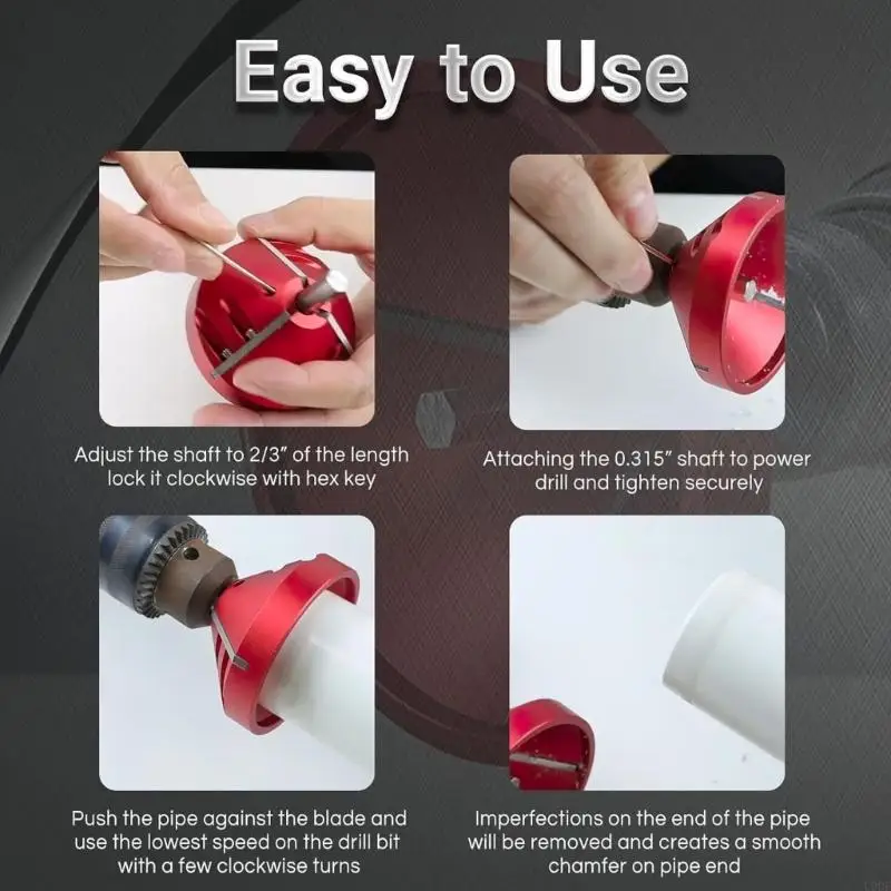 Ergonomic PVC Pipe Chamfer PVC Pipe Beveling Tool Offer Quick Burr Removal Great for Home Improvement and Building Site