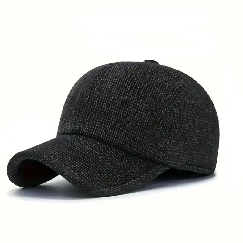 Men's Winter Baseball Cap with Ear Flaps - Thick Fleece-Lined, Windproof & Warm for Outdoor Activities