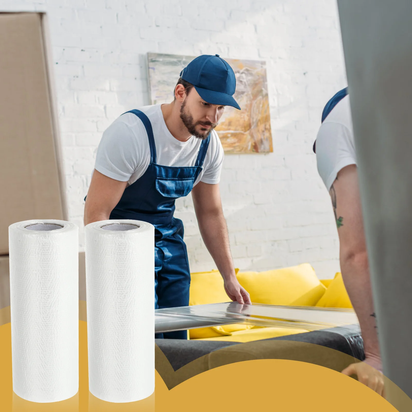 

2 Rolls Plastic Dust-Proof Furniture Cover Disposable Drop Sheet Waterproof Protector for Sofa Chairs Tables Plastic Drop Sheet