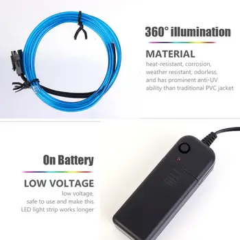 汽車內裝氣氛燈條可剪式霓虹EL冷光燈線AA電池控制器環境裝飾燈 8 最佳銷售 帶電池的汽車內裝燈 - №5