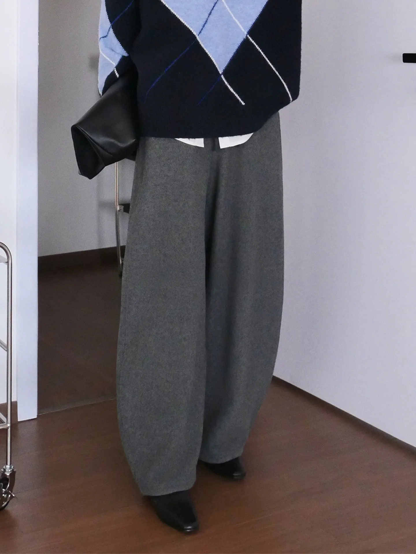 

Jieji Zhang Spring Lazy Sle Banana Pants High Waist Elastic Waist Patchwork Dstring Wide Leg Sweatpants Casual Pants