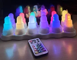 Pack of 12 Remote Controlled Wireless charging Rechargeable Tealight RGB LED Candle Lamp Wedding Xmas Home RGB Party table Decor