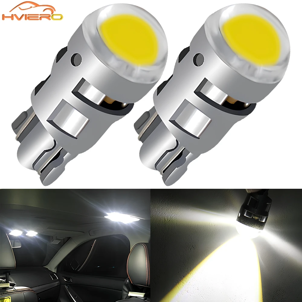 2 szt. T10 COB Led DC 12V Lampa sygnalizacyjna Żarówka samochodowa W5W 194 168 Lampy wewnętrzne do czytania Wyprzedaż Zapasowe światła przeciwmgielne cofania ultra jasne
