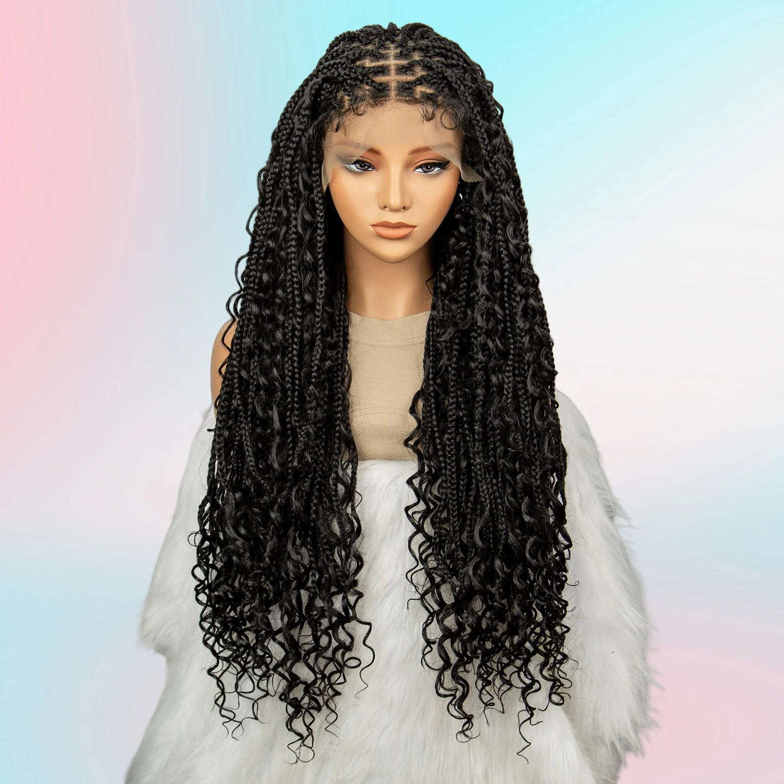 Bohemian Braided Wigs Boho Box Goddess Locs Wigs Synthetic 9x6 Lace Front Wig Braided Wigs Braid African With Baby Hair