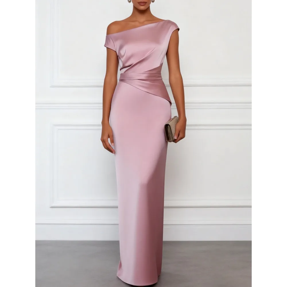 Customized Satin Mother of Birde Dresses 2026 Pink Women‘s Wedding Party Attire Dress Pleated Elegant Evening Dress Long Gowns