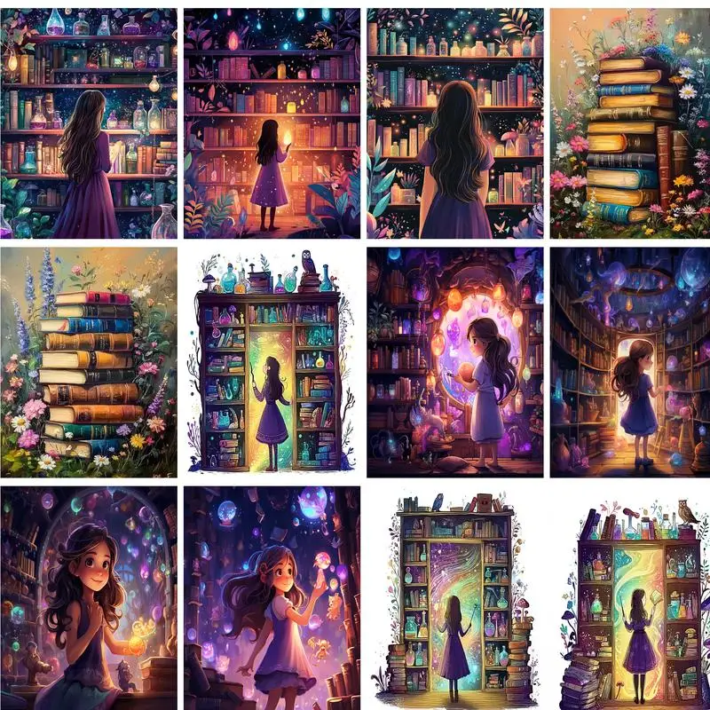 PhotoCustom Flower Book Painting By Numbers 40x50cm Kits Girl Drawing On Numbers For Adults Kill Time Diy Gift