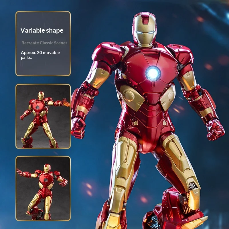 ZDTDS Iron Man Mk10 Action Figure Movable Joints Collectible Model Desktop Ornament Gift For Adult Men