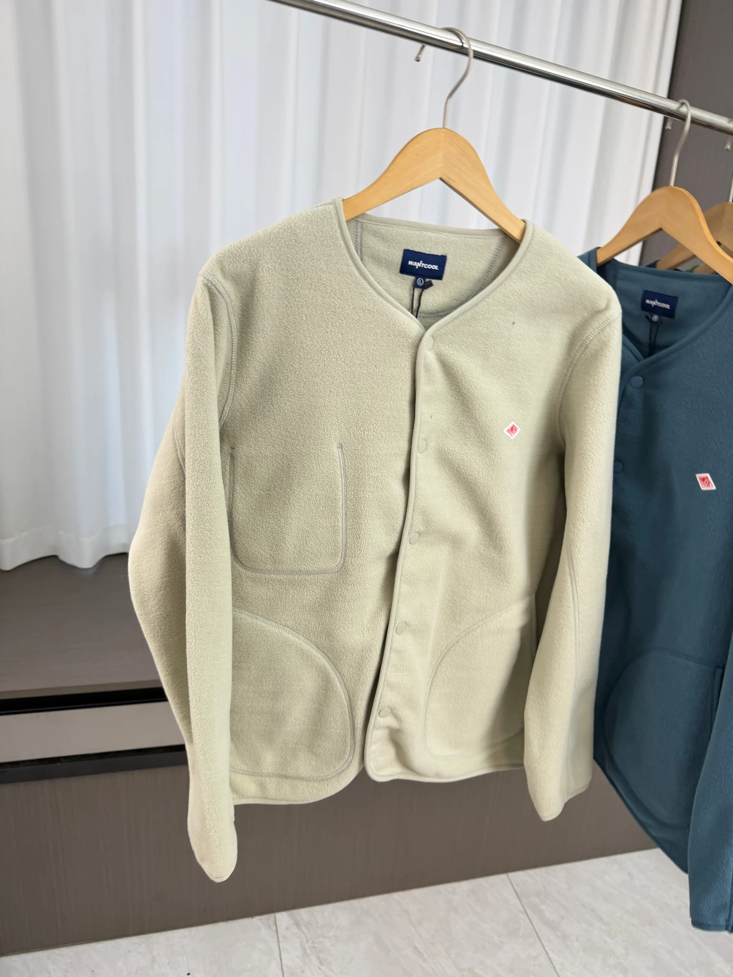 Collaboration Edition Fleece Lined Open Cardigan Jacket Men's Long Sleeve Casual Style No Collar Autumn Outerwear