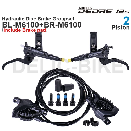 Imagen 2 del producto Grupo de freno de disco hidráulico SHIMANO DEORE M6100 con palanca de freno M6100 y pinza de freno BR-M6100 ensamblada JK