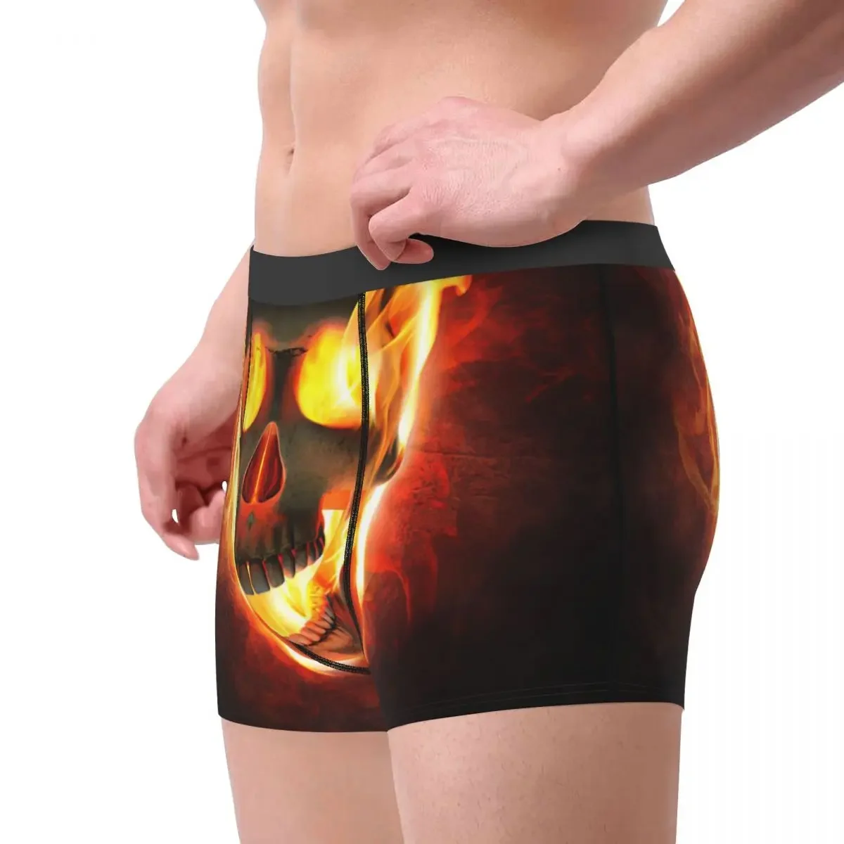 Evil Skull In Flames And Smoke Underpants Breathbale Panties Male Underwear Print Shorts Boxer Briefs