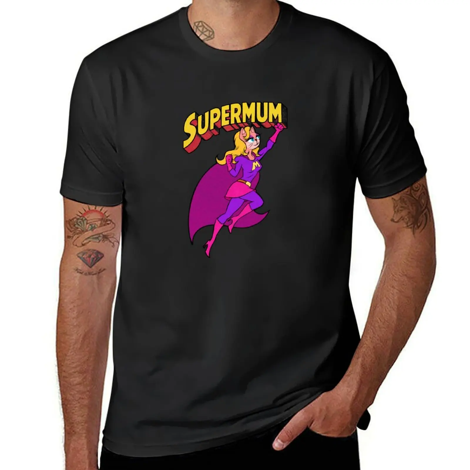 

SuperMum Cute Cat Mothers Day Celebration T-Shirt tops vintage plus sizes sweat shirts, men