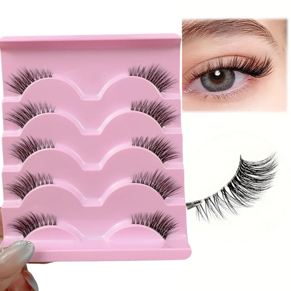 Wispy Half Lashes for 5 pairs Natural Volume and Curly Look - Perfect for Daily Dating and Party Makeup
