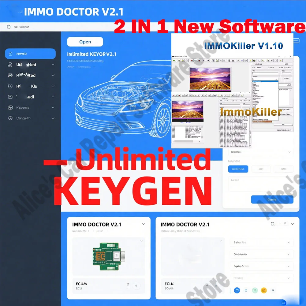 

2 IN 1 ImmoKiller V1.10 Newest obd2 scanner IMMO Off Software v1.1 ECU Programmer and IMMO DOCTOR V2.1 Immo Off Software