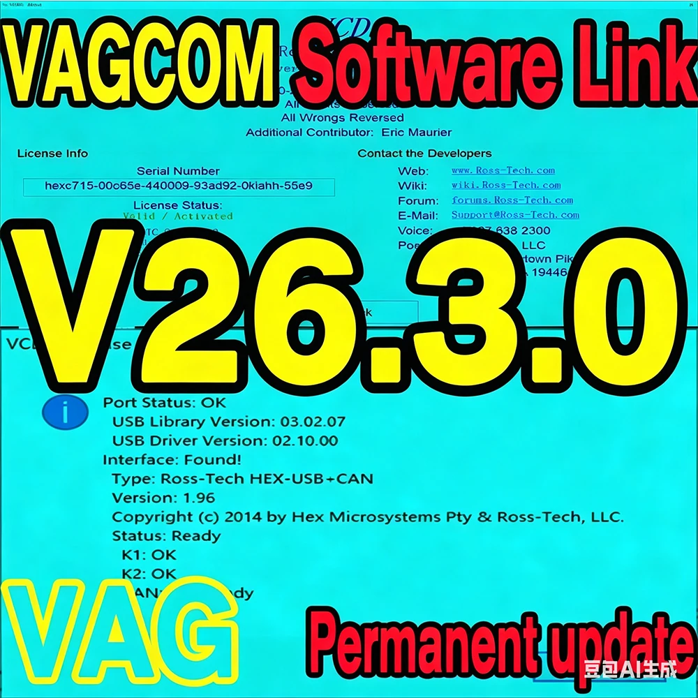 

UPDATE SOFTWARE VCOS 2026 VAG CDM OBD2 Scanner VAG HE X V2 USB Interface FOR VW AUDI Skoda Seat Unlimited VINs Multilingual TODL