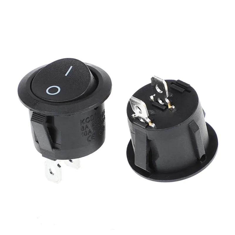 SPST Snap-in Toggle Switch ON Off 2 Pin Round Rocker Boat On/off Switch AC 250V 125V for Car Auto Boat Switches 20mm