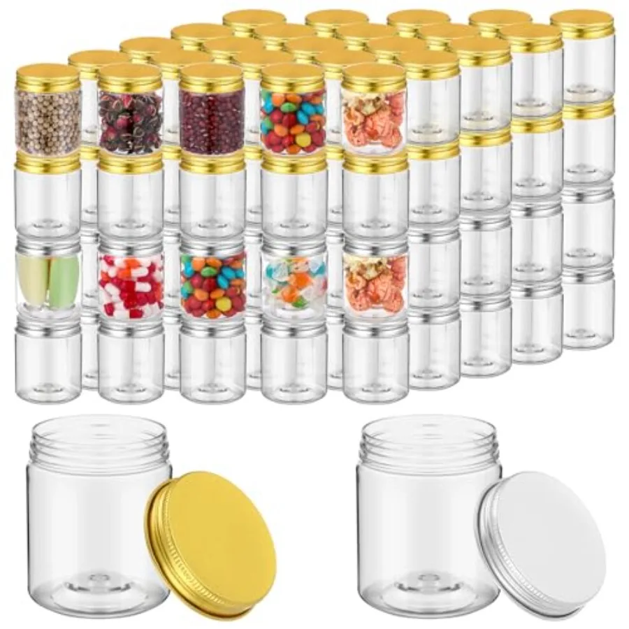 

100 Pcs Plastic Container Jars Clear Round Cosmetic Container with Lids Plastic Jars with Screw Lids for Travel Storage Kitchen
