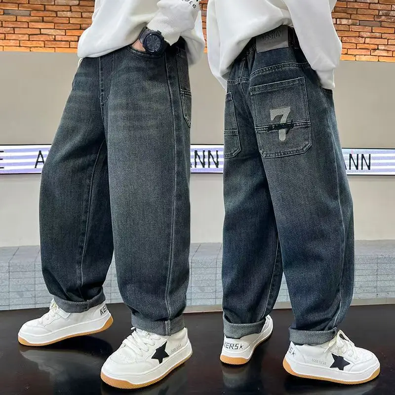 2026 Neue Kinder-Jeans im koreanischen Stil, Jungen-Freizeithosen für Frühling und Herbst, 4-14 Jahre – Detail 2