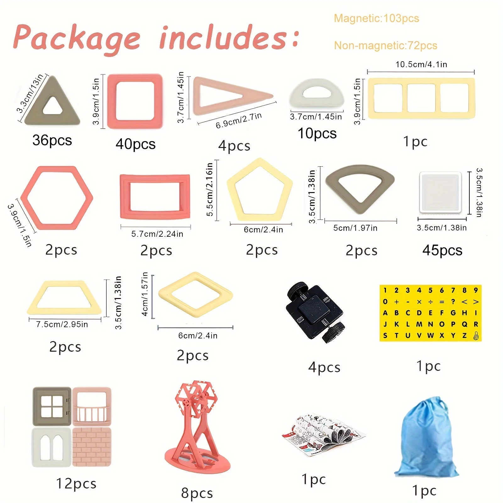 175 pezzi mini blocchi magnetici giocattoli magnetici 3D per ragazzi e ragazze piastrelle magnetiche giocattoli da costruzione STEM regalo di compleanno