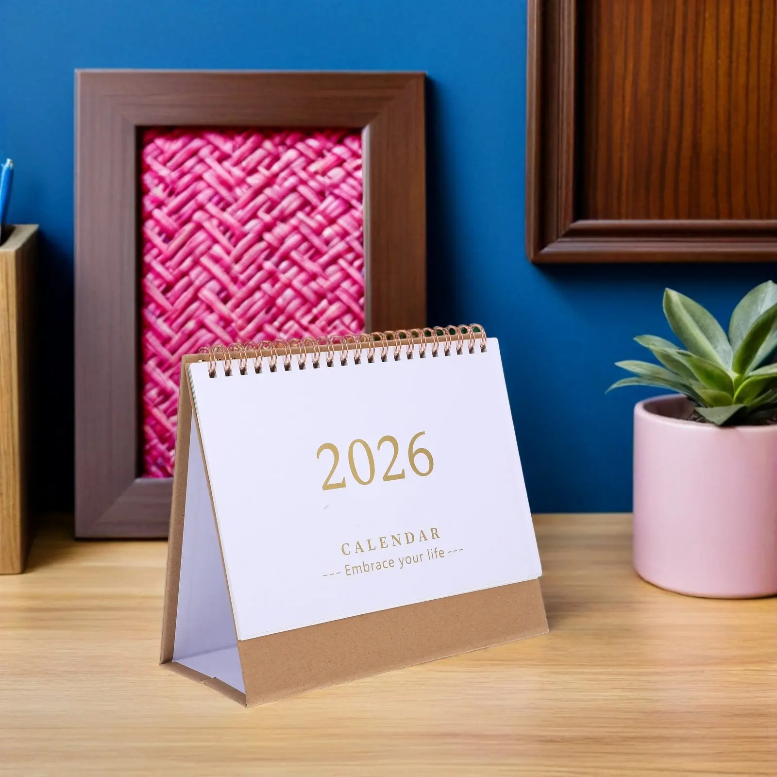 

2026 Table Calendar Stand Up Flip Design Smooth Writing Thick Pages for Office Organization Mini Desktop Calendar for 2026