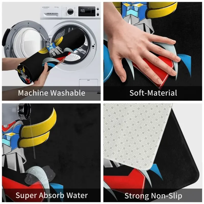 Goldorak Grendizer Floor Door Bathroom Kitchen Mat Anti-Slip UFO Robot Goldrake Doormat Bedroom Entrance Rug Footpad Carpet