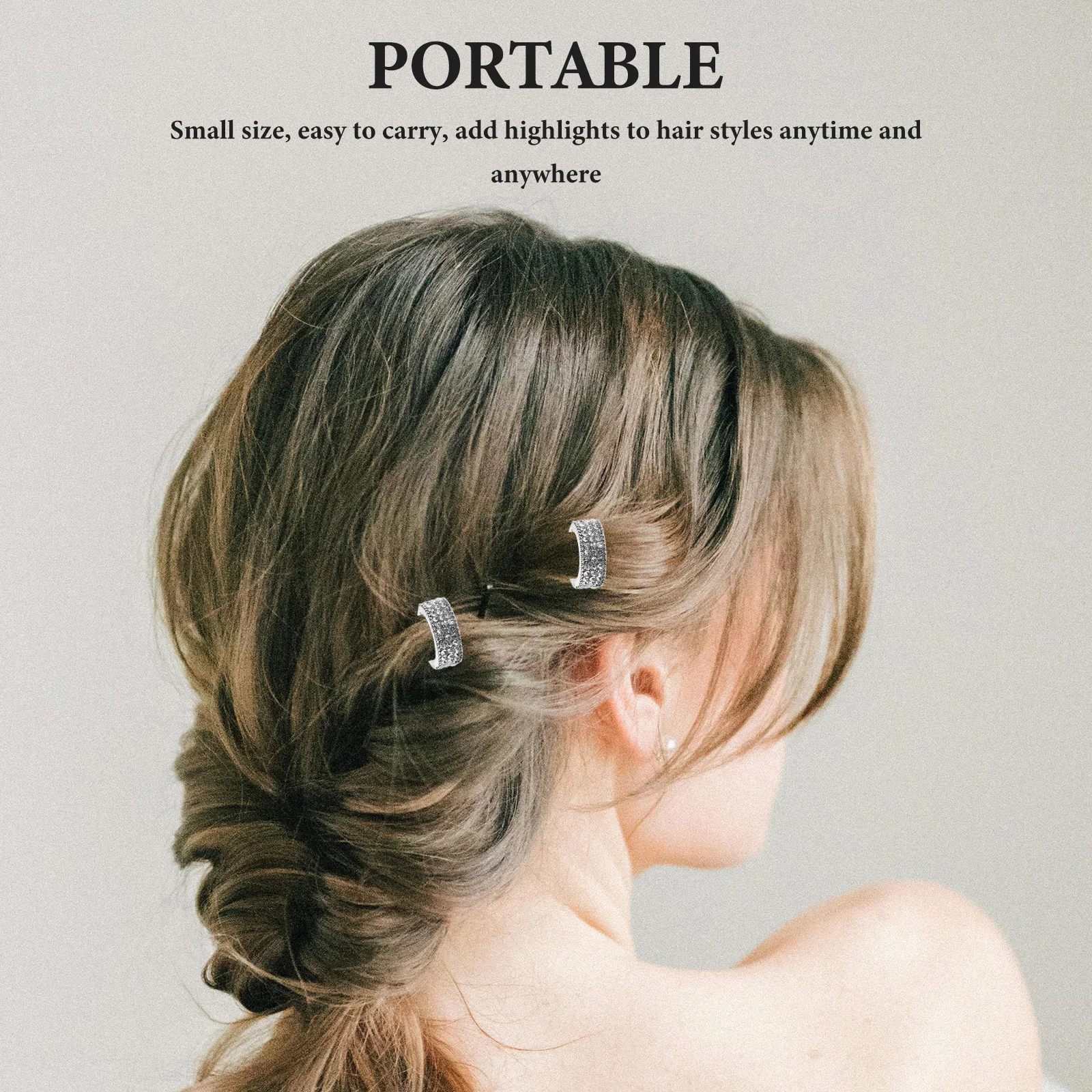 

4pcs Sparkling Rhinestone Clips Metal Bobby Pins For Bangs Thick Hair Decorative Cuff Accessories Valentine’S Day Elegant Round