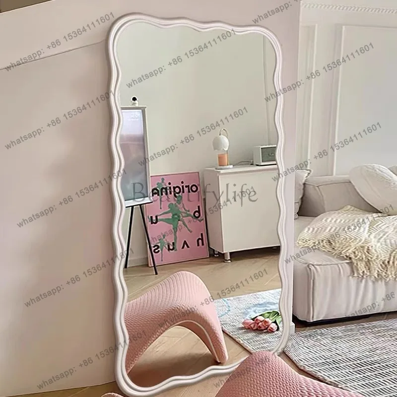 Floor European Funky Mirror Vintage Design Wall Dressing High End Wavy Mirror Aesthetic Create Luxury Espelhos Home Products