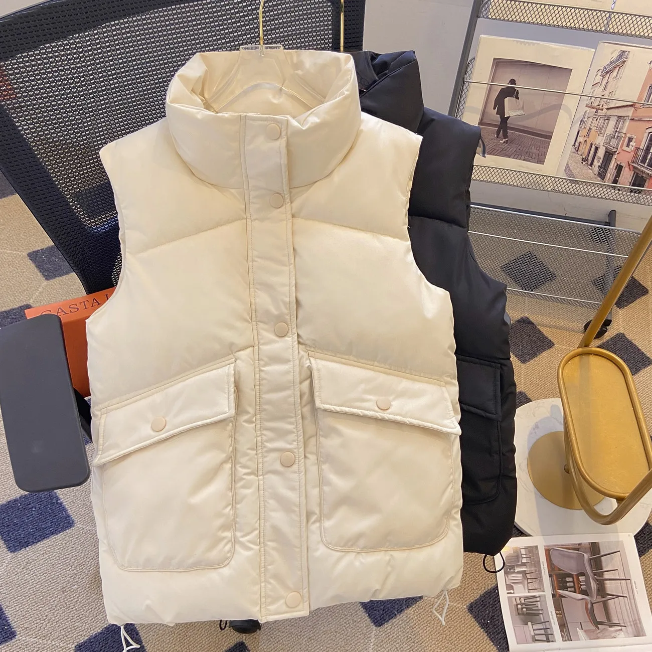 Women's ort down Cotton Vest 2025 New Autumn Winter Outerwear Loose plus Size oulder Pad Tank Top Jaet DK Mesa