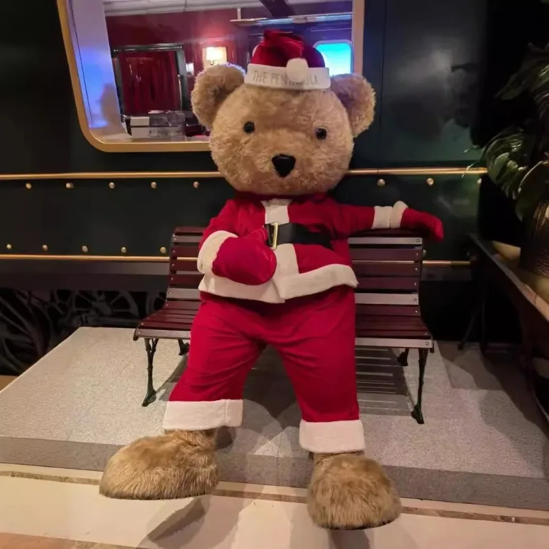 Red Festive Teddy Bear Wearing Walking Doll Costume Props Performance Set