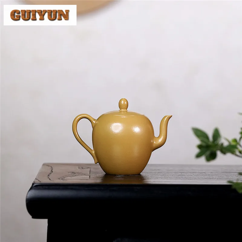 120ml High-end Yixing Purple Clay Teapots Handmade Beauty Shoulder Pot Raw Ore Gold Zhu Mud Kettle With Strainer Zisha Tea Set