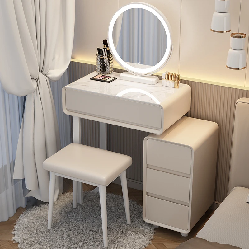 

Minimalist White Dressing Table Aesthetic Chair Comfort Makeup Dressing Table Bedroom Storage Toaletka Z Lustrem Furniture