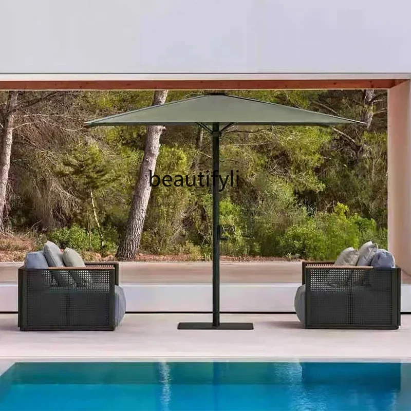 Outdoor Sofa Villa Courtyard Soft Decoration Project Hotel Stainless Steel Electroplated Sofa and Coffee Table Set
