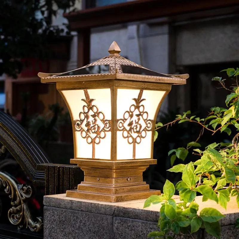 Stigma lamp Solar outdoor Villa gate Pillar Enclosure wall New rural European waterproof household