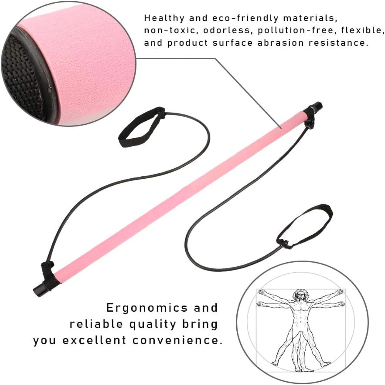 Ulepsz swój program ćwiczeń dzięki naszemu innowacyjnemu i przyjaznemu w użyciu kijowi do pilatesu, który przewiń treningi domowe lub treningi w podróży