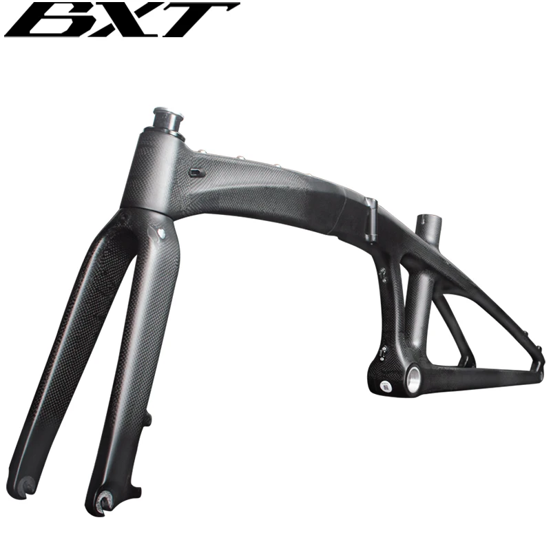 BXT Carbon Fiber Folding Bike Frame, Folding Bicycle Frame, Disc Brake, QR135x9mm, BSA, 20in, T1000