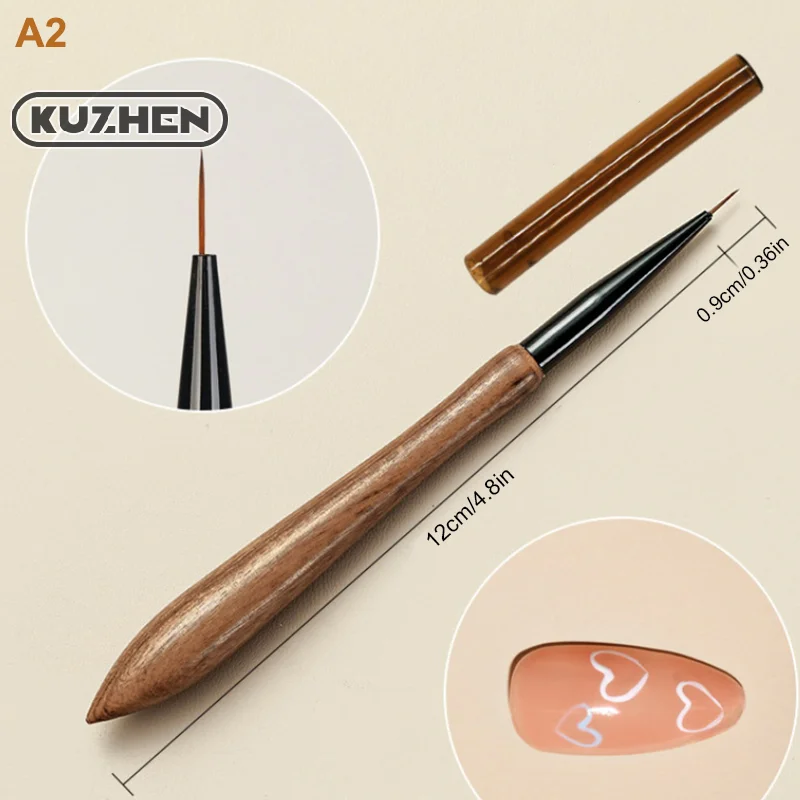 Manicure Pen Gourd Pen Walnut Sandalwood Rod Pull Line Painting Flower Hook Line Painting Gradient Smudge Light Therapy Brush