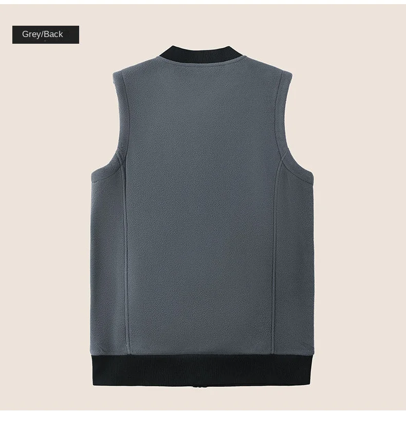 Herren Winterweste, ärmellos, Stehkragen, einfarbig, Fleece, dick, warm halten, Übergröße, Nackenschutz, Winterweste für den Alltag – Detail 16