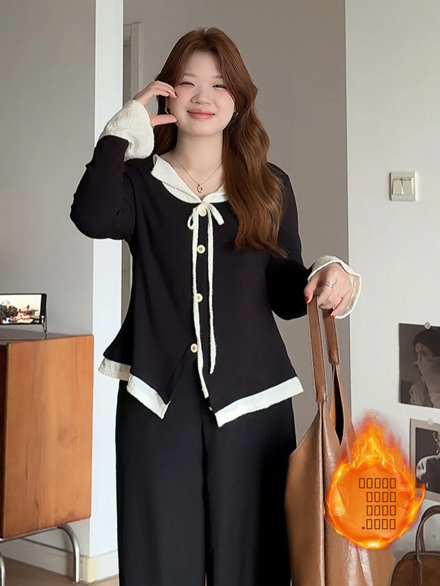 

plus Size Fce Lined Belted Long Sve Women's Top Color Blo Oversized Print Casual Winter Faion High Waist Knitwear