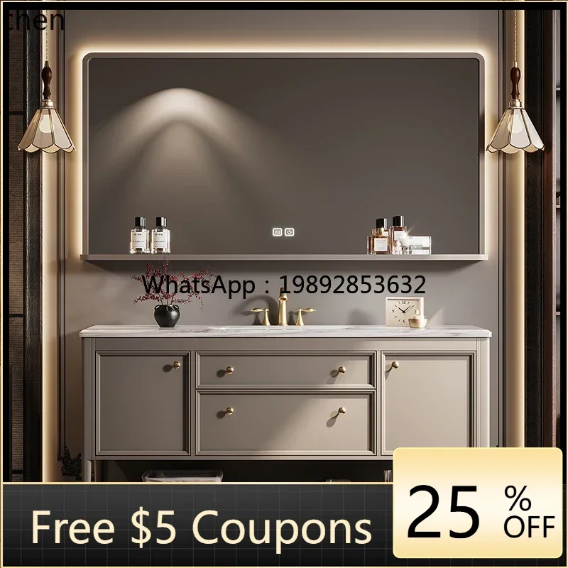 

XX oak French retro bathroom cabinet combined bathroom wash basin cabinet smart mirror cabinet floor-to-ceiling double basin