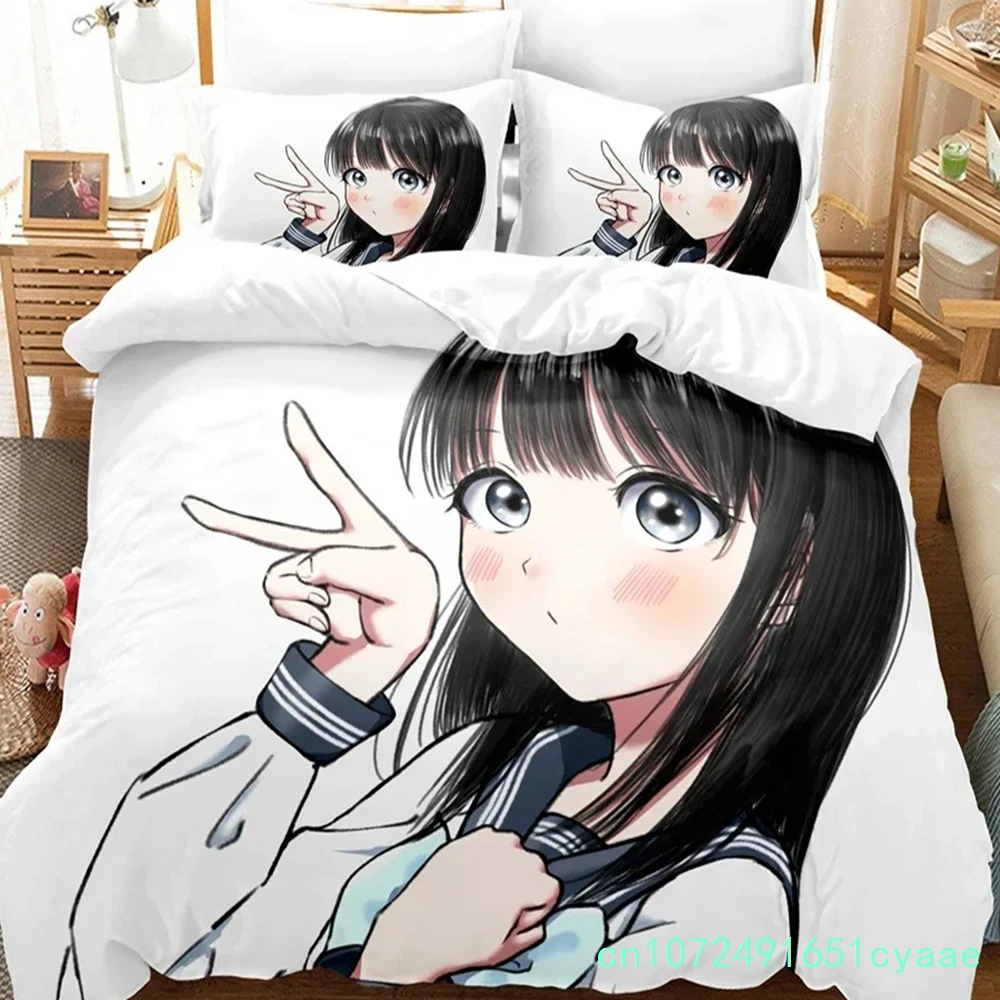 3D Printed Akebis Sailor Uniform Bedding Set Anime Duvet Cover Double Twin Full Queen King Adult Kids Bedclothes Quilt Cover