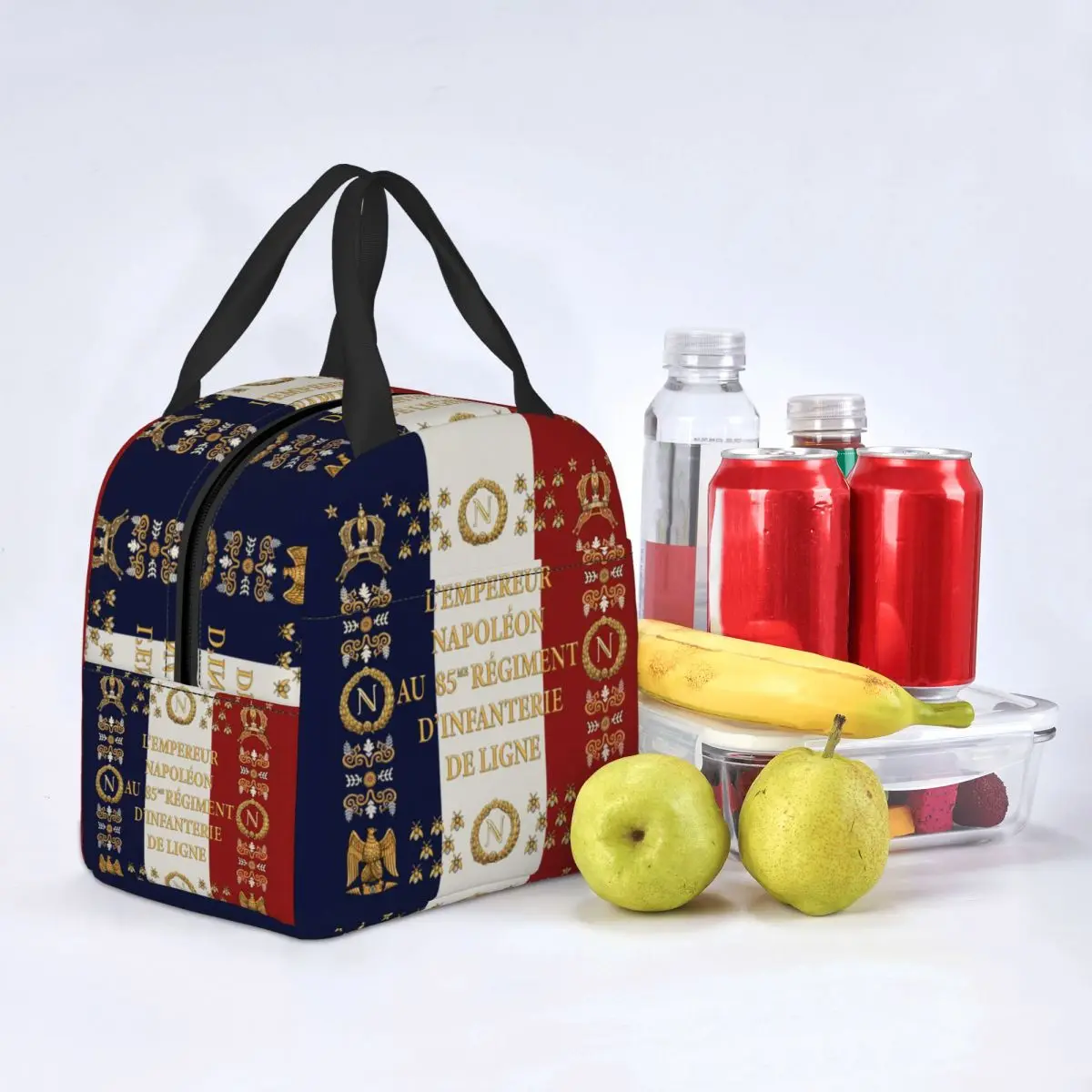 Custom Napoleonic French 85th Regimental Flag Lunch Bag Women Cooler Warm Insulated Lunch Box for Kids School