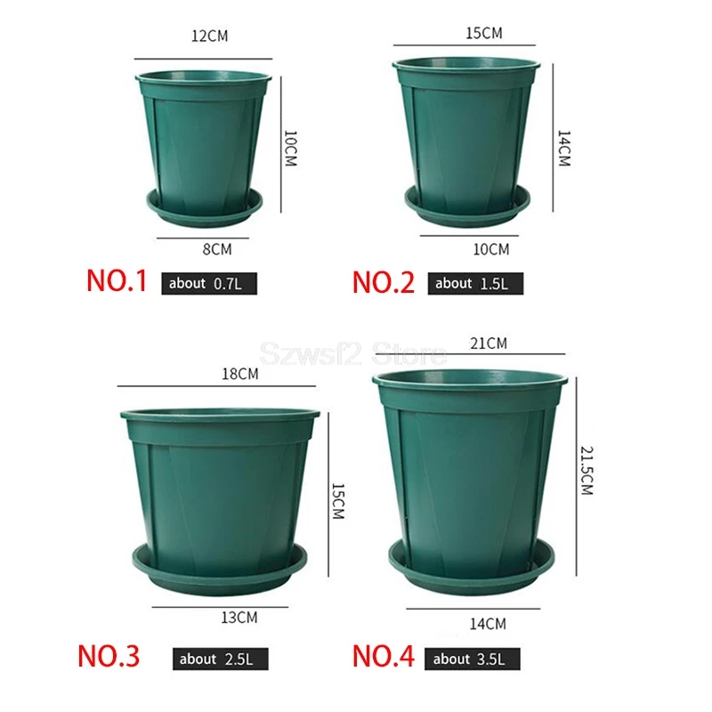 

5pcs Green Plastic Plant Flower Pot Trays - Cute Garden Planter Tools for Growing Herbs, Succulents, and Nursery Plants E2