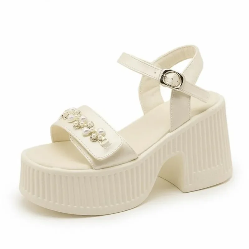 

Дышащие новые летние брендовые женские сандалии на высоком каблуке из микрофибры 10 см, женские сандалии на танкетке с пряжкой, обувь с открытым носком на плоской подошве, кроссовки