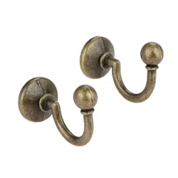 Dreld 2Pcs Antiek Brons Haken Legering Muur Hanger Hoed Coat Robe Haken Badkamer Keuken Haken Hanger Meubels Hardware W/Schroeven