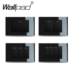 118*75mm 1 2 3 4 Gang Doorbell Reset Curtain Push Button 110V-240V Wallpad L3 Black Glass Momentary Switch 6M for IT IL US AU
