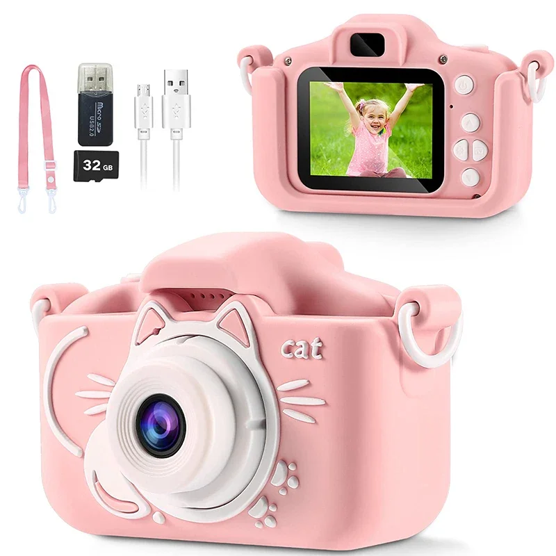 

Kids Camera Toy 1080P HD Cartoon Kids Digital Camera Mini SLR dual Camera Cute Toy For Children Birthday Christmas Gifts